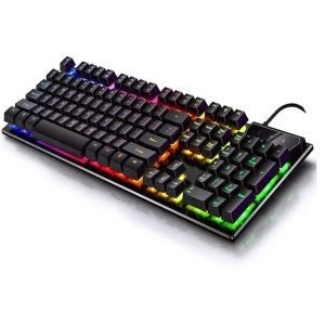 Teclado Gamer Semi-mecânico RGB LED Retroiluminado